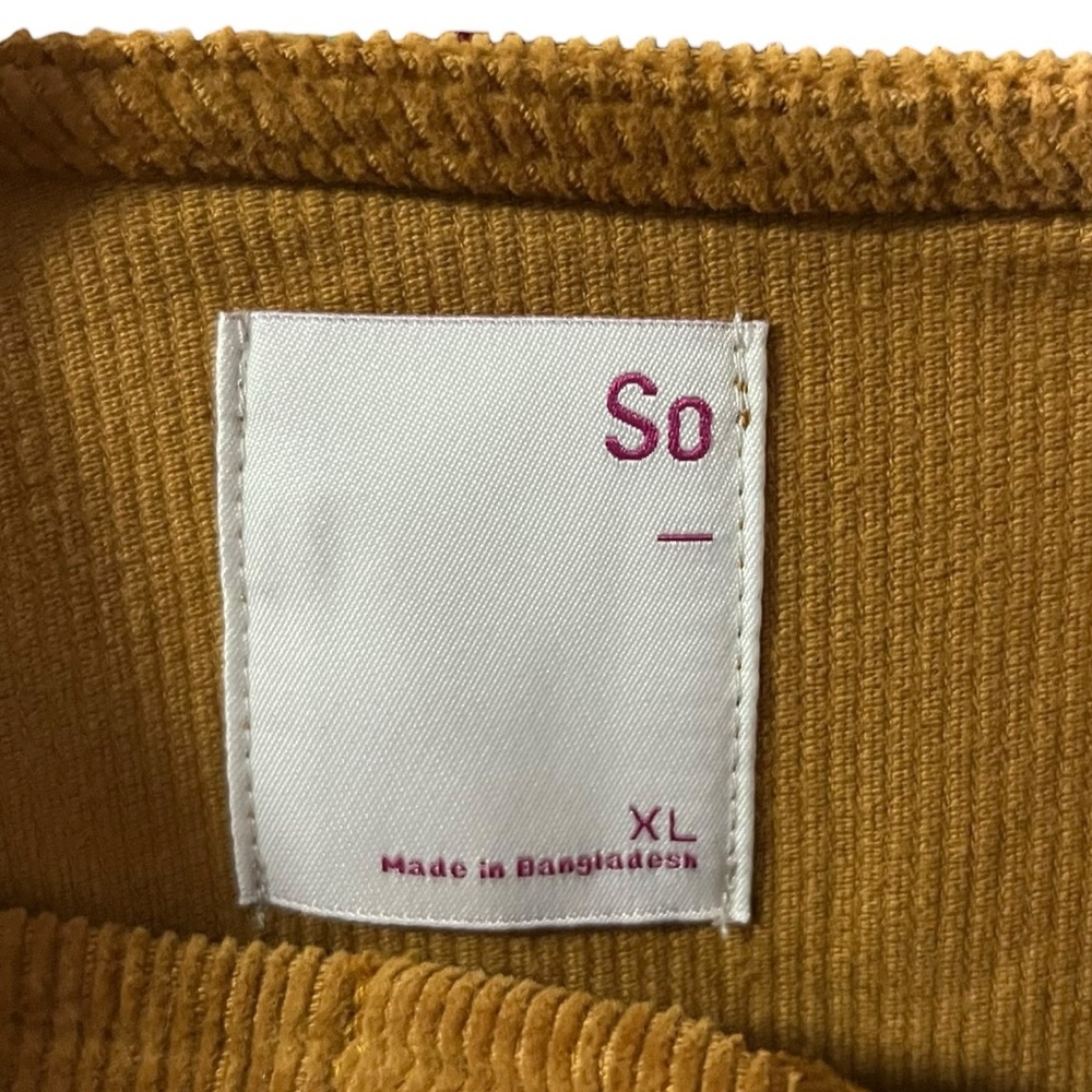SO Camel Button-Down Corduroy Mini Dress Size X Large New - Picture 5 of 6